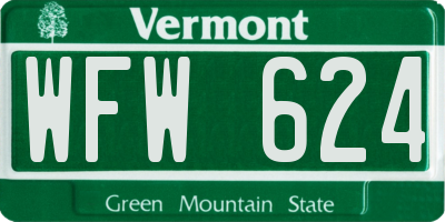 VT license plate WFW624