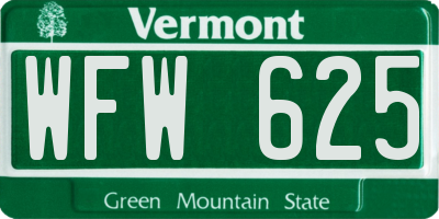 VT license plate WFW625