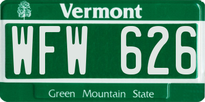 VT license plate WFW626