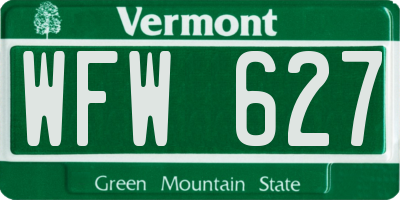 VT license plate WFW627