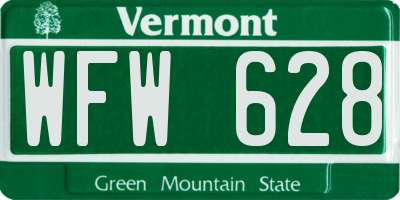 VT license plate WFW628