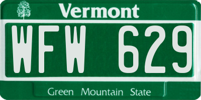 VT license plate WFW629