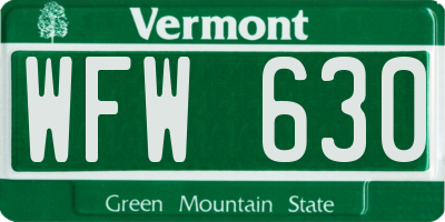 VT license plate WFW630