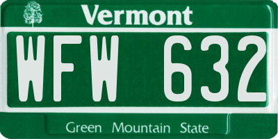 VT license plate WFW632