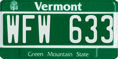 VT license plate WFW633