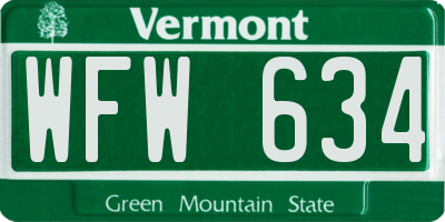 VT license plate WFW634