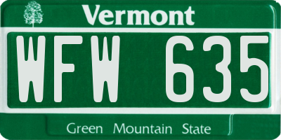 VT license plate WFW635