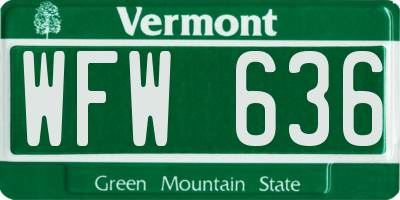 VT license plate WFW636