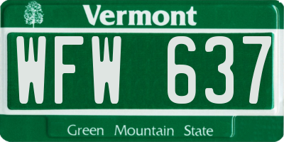 VT license plate WFW637