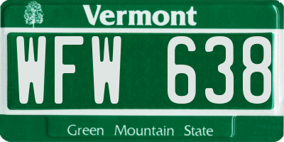 VT license plate WFW638