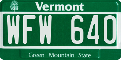 VT license plate WFW640