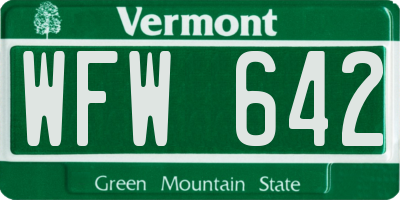 VT license plate WFW642