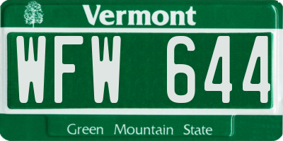 VT license plate WFW644