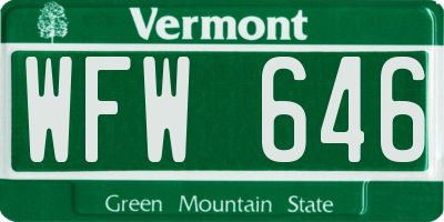 VT license plate WFW646