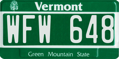 VT license plate WFW648