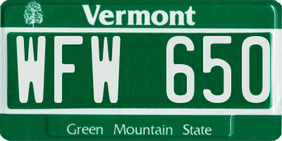 VT license plate WFW650