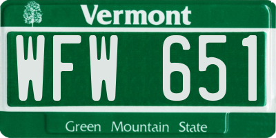 VT license plate WFW651