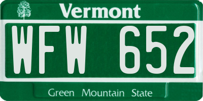 VT license plate WFW652