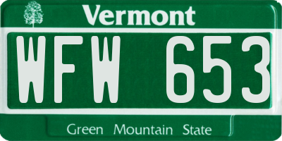 VT license plate WFW653