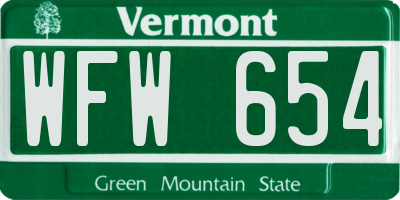 VT license plate WFW654