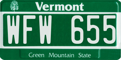 VT license plate WFW655