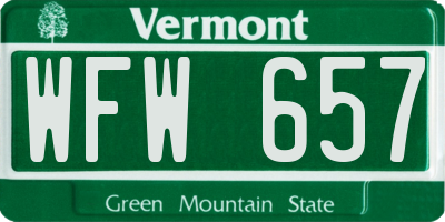 VT license plate WFW657