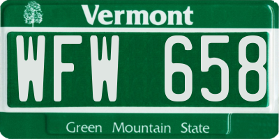 VT license plate WFW658