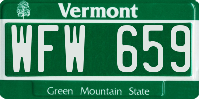 VT license plate WFW659