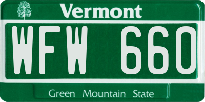 VT license plate WFW660