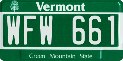 VT license plate WFW661