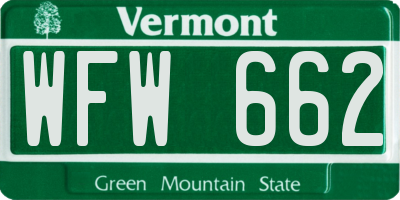 VT license plate WFW662