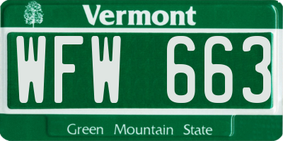 VT license plate WFW663