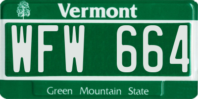 VT license plate WFW664