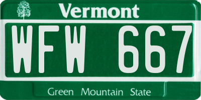 VT license plate WFW667