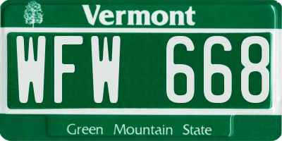 VT license plate WFW668