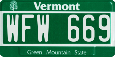 VT license plate WFW669