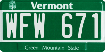 VT license plate WFW671