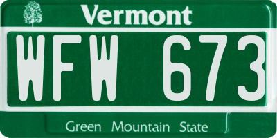 VT license plate WFW673