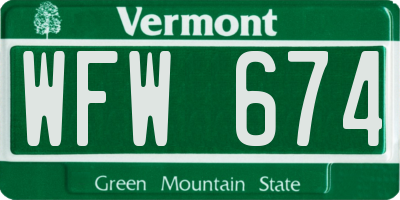 VT license plate WFW674