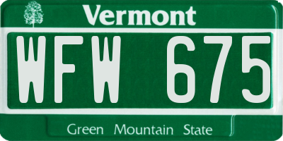 VT license plate WFW675