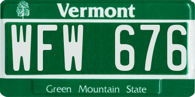 VT license plate WFW676