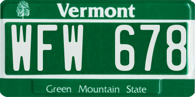 VT license plate WFW678