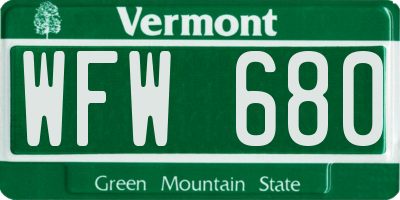 VT license plate WFW680