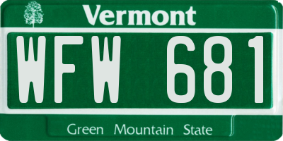VT license plate WFW681