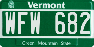VT license plate WFW682