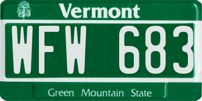 VT license plate WFW683