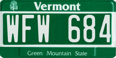 VT license plate WFW684