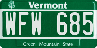 VT license plate WFW685