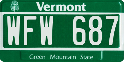 VT license plate WFW687