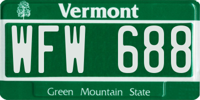 VT license plate WFW688